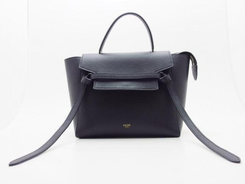 Celine Belt Bag grained calfskin top handle knotted side leather Black